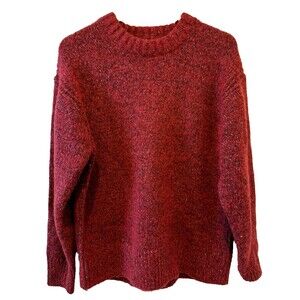 J.Crew HO 25' Wool Alpaca Blend SMALL Women's Red Fleck Sweater Cozy Oversized